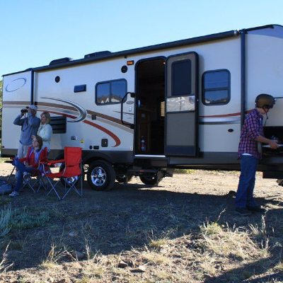 RV rental motorhome with a family