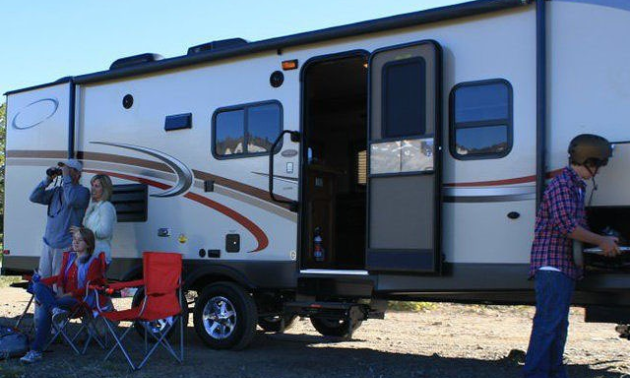 RV rental motorhome with a family