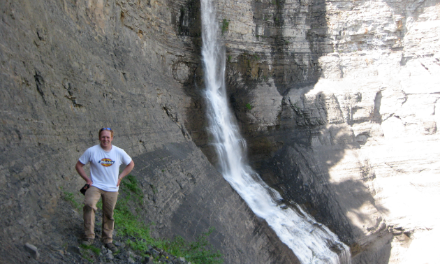 Author Dr. Charles Helm at Bergeron Falls