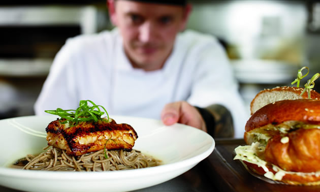 Sous chef Luigi working at the The Beachhouse Restaurant in West Vancouver.