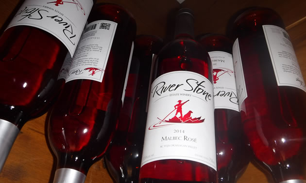 Bottles of Malbec Rosé are pictured at the River Stone Estate Winery.