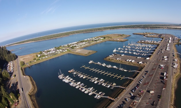 Aerial view of Winchester Bay RV Resort, Oregon