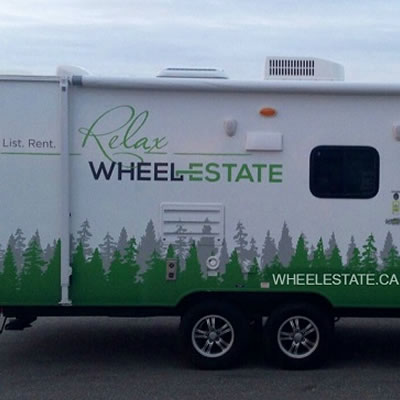 Trailer with Wheel Estate graphics/info on it. 