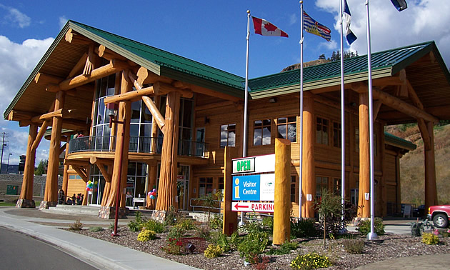 community information centre, log building