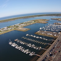 Aerial view of Winchester Bay RV Resort, Oregon