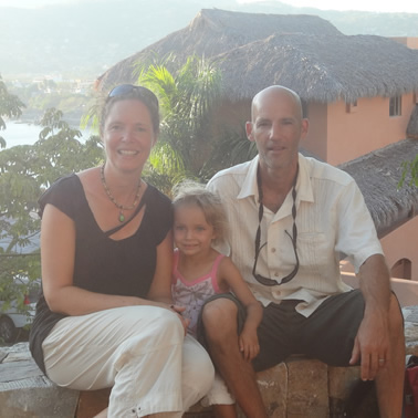 Teresa and Derek Wood with their daughter, Cassia, in Mexico