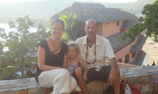 Teresa and Derek Wood with their daughter, Cassia, in Mexico
