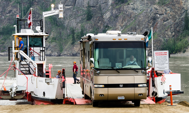 Crossing the Yukon River at Dawson City, YT, headed over the Top of the World highway to Chicken, AK.