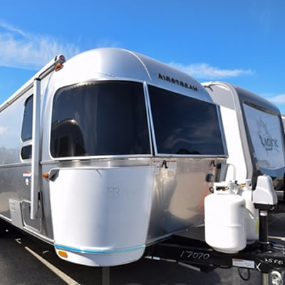 An Airstream trailer for sale at Traveland Leisure Vehicles in Airdrie, AB. 