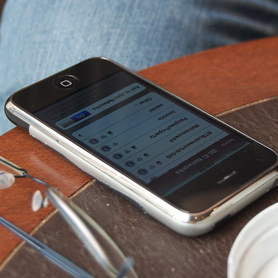 phone sitting on a table