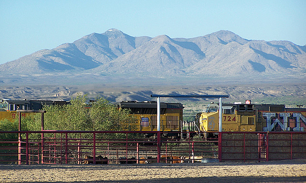 train passing through Benson, Arizona