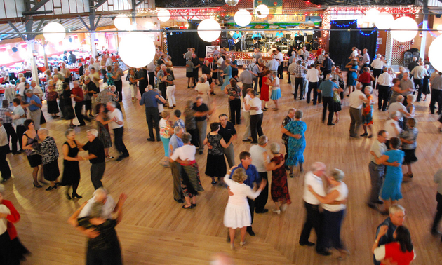 Dancing the night away is easy if the floor is cushioned by coiled horse-hair, and the interior of Danceland offers proof of that.
Photo by G. Berge