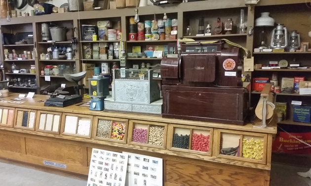 restored general store cash register and counter