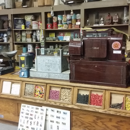 restored general store cash register and counter