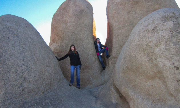 Haley and Jena bouldering in Dragoon, Az.