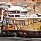 Motorhome parked beside a mountainside