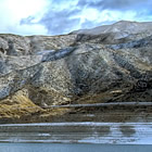 mountains in Boise, Idaho with water below