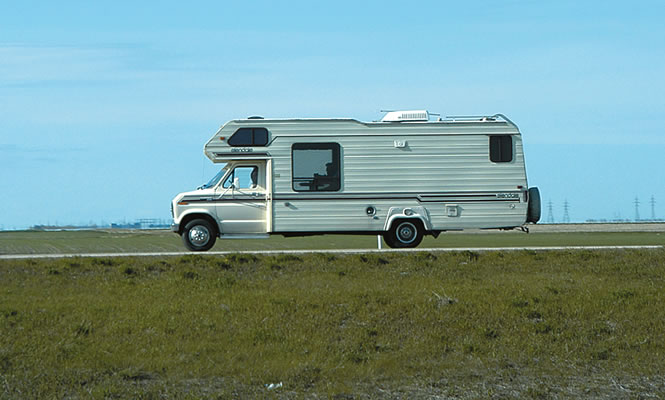 RV going through the prairies