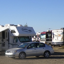 RVs boondocking in the desert