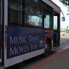 Street view of a city transit bus.