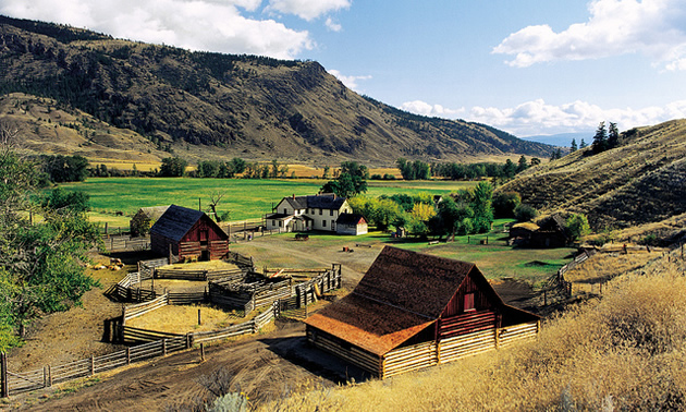 farm buildings on a plot of land