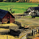 farm buildings on a plot of land