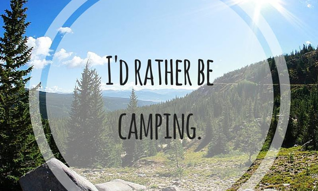 Picture of camping spot with the words 