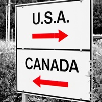 A sign giving at a Canada/USA border crossing. 