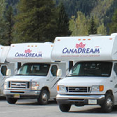 Row of CanaDream campers. 
