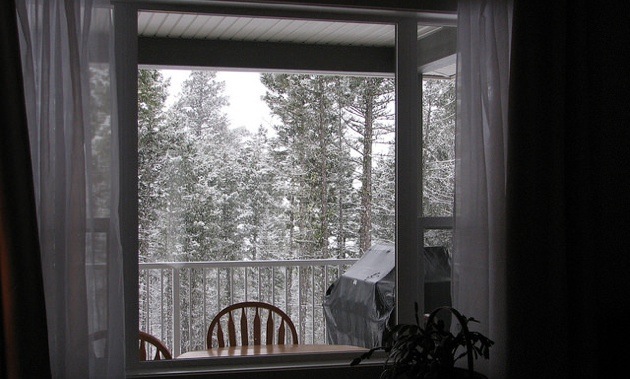Photo of a winter scene from inside the home.