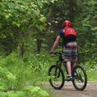 people riding their bikes at Christina Lake, BC.
