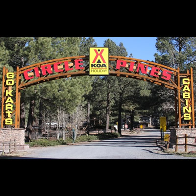 The Circle Pines KOA campground, now open year-round. 