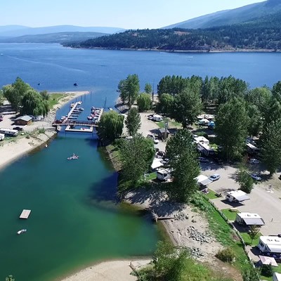 Aerial view of Cottonwood Cove RV Resort. 