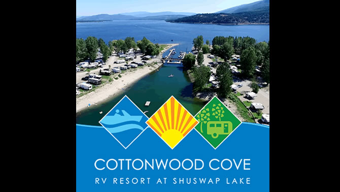 Graphic of the Cottonwood Cove Resort on Shuswap Lake. 