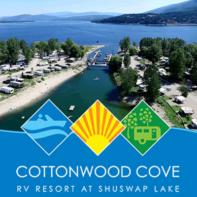 Graphic of the Cottonwood Cove Resort on Shuswap Lake. 