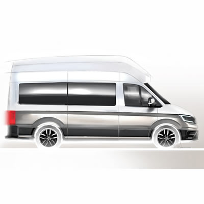 A teaser sketch of the new Volkswagen Crafter-based camper van. 