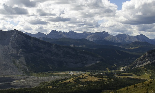 View of Turtle Mountain in the Crowsnest Pass, Alberta