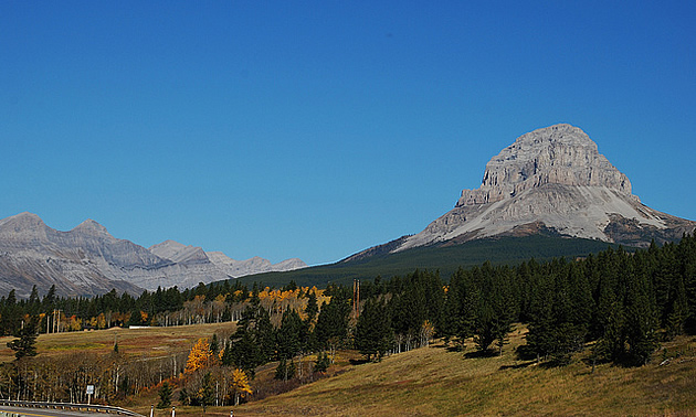 mountain on a sunny day in the Crowsnest Pass, Alberta