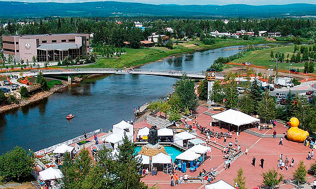 overhead view of a festival in Fairbanks, AK