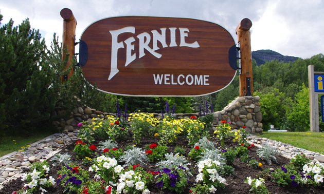 downtown Fernie with mountains in the background