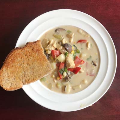 Nasty weather keeping you off the water? A steaming bowl of pike chowder takes the sting out. 
