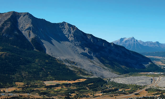 Frank slide in Crowsnest Pass Alberta