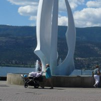 Spirit of Sail by local sculptor Robert Dow Reid graces the foot of Bernard Avenue on Kelowna's waterfront. Locals just call it The Sails.

