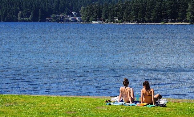 Enjoying the beach at Cultus Lake.