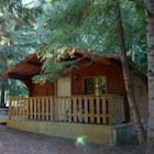 Rustic cabin at Gold Panner Campground in Cherryville, B.C.a