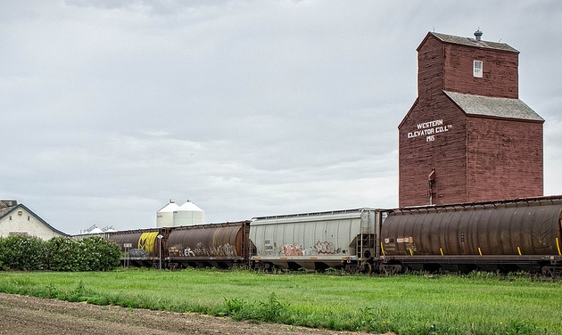 Gravelbourg elevator and train.