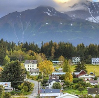 View of Haines, Alaska from waterfront. 