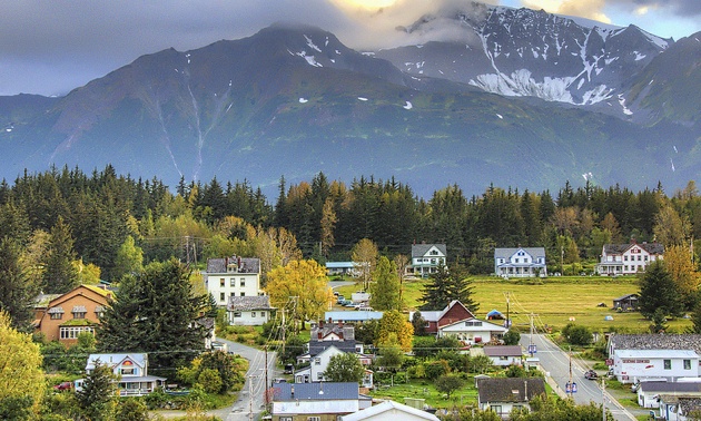 View of Haines, Alaska from waterfront.