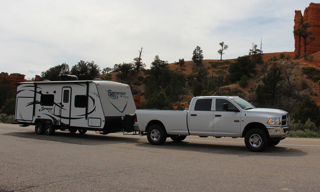 This travel trailer has seen its share of RV holidays.