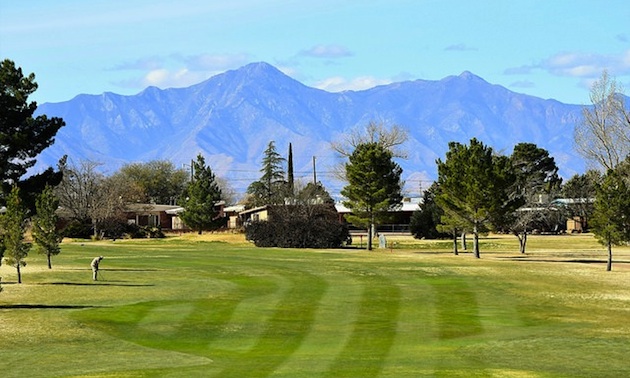 Hole #6, Par 4, with Sierra Vista Mountains in background